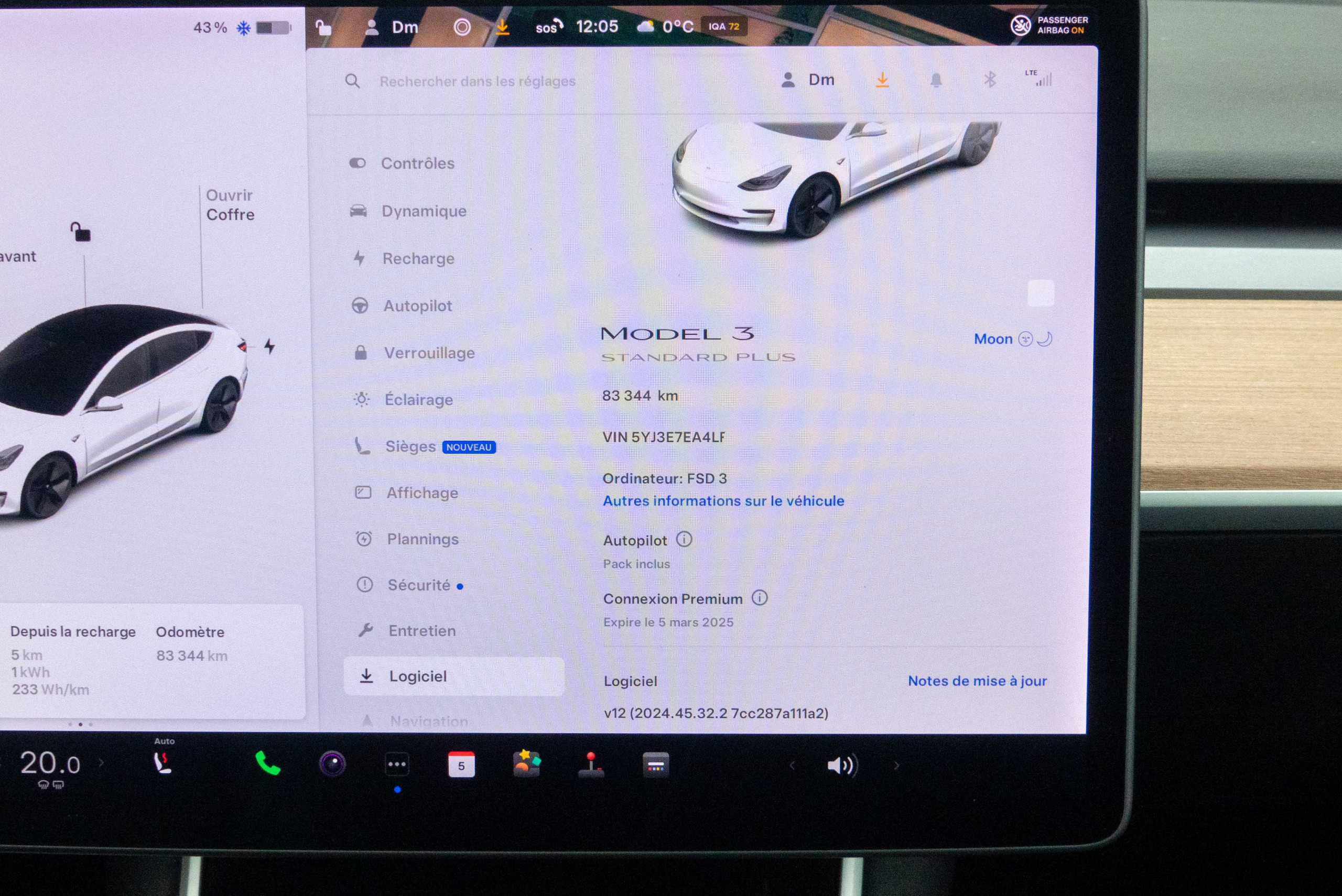 2019 Model 3 Standard RWD Plus Blanc