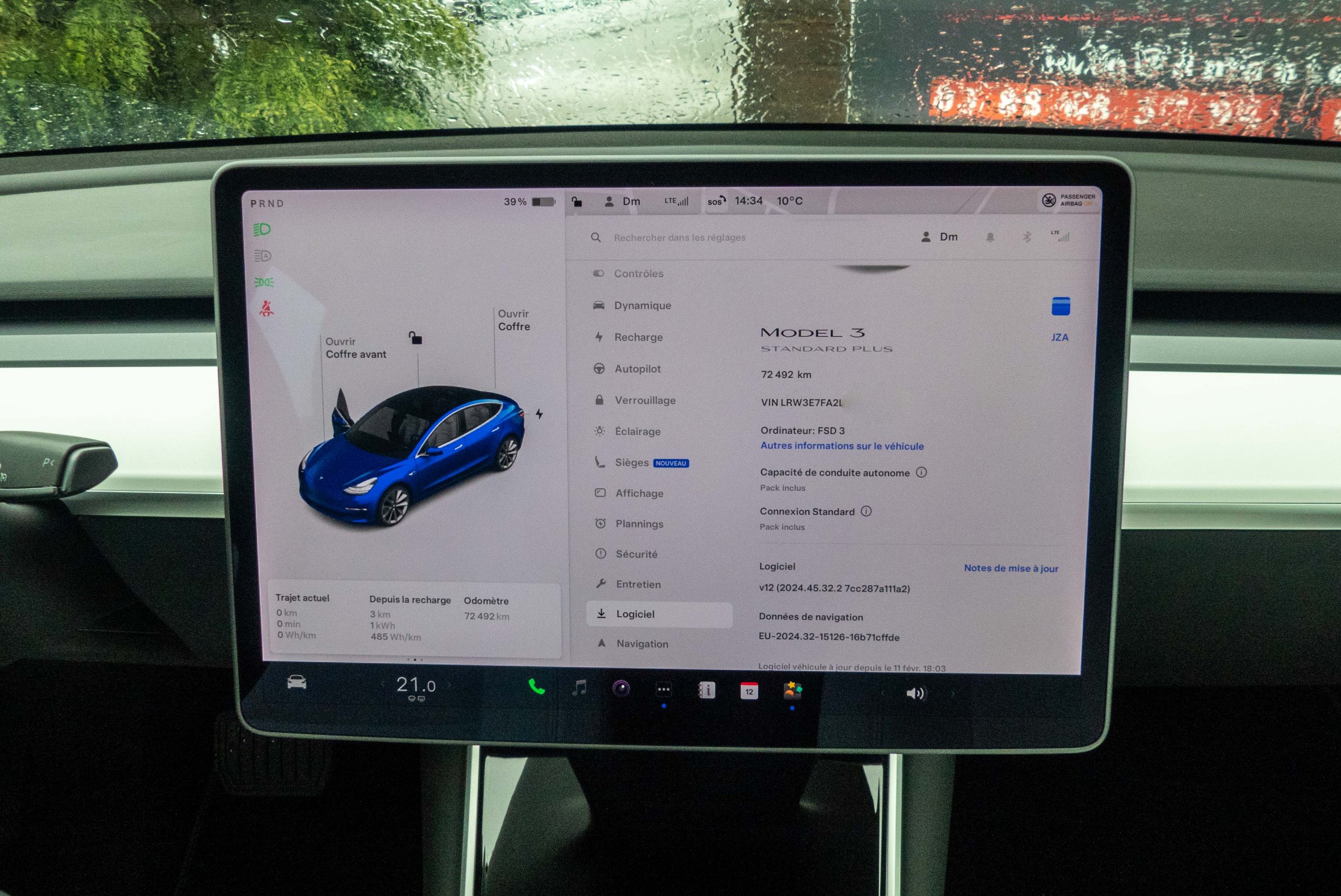 2020 Model 3 Standard RWD Plus Bleu