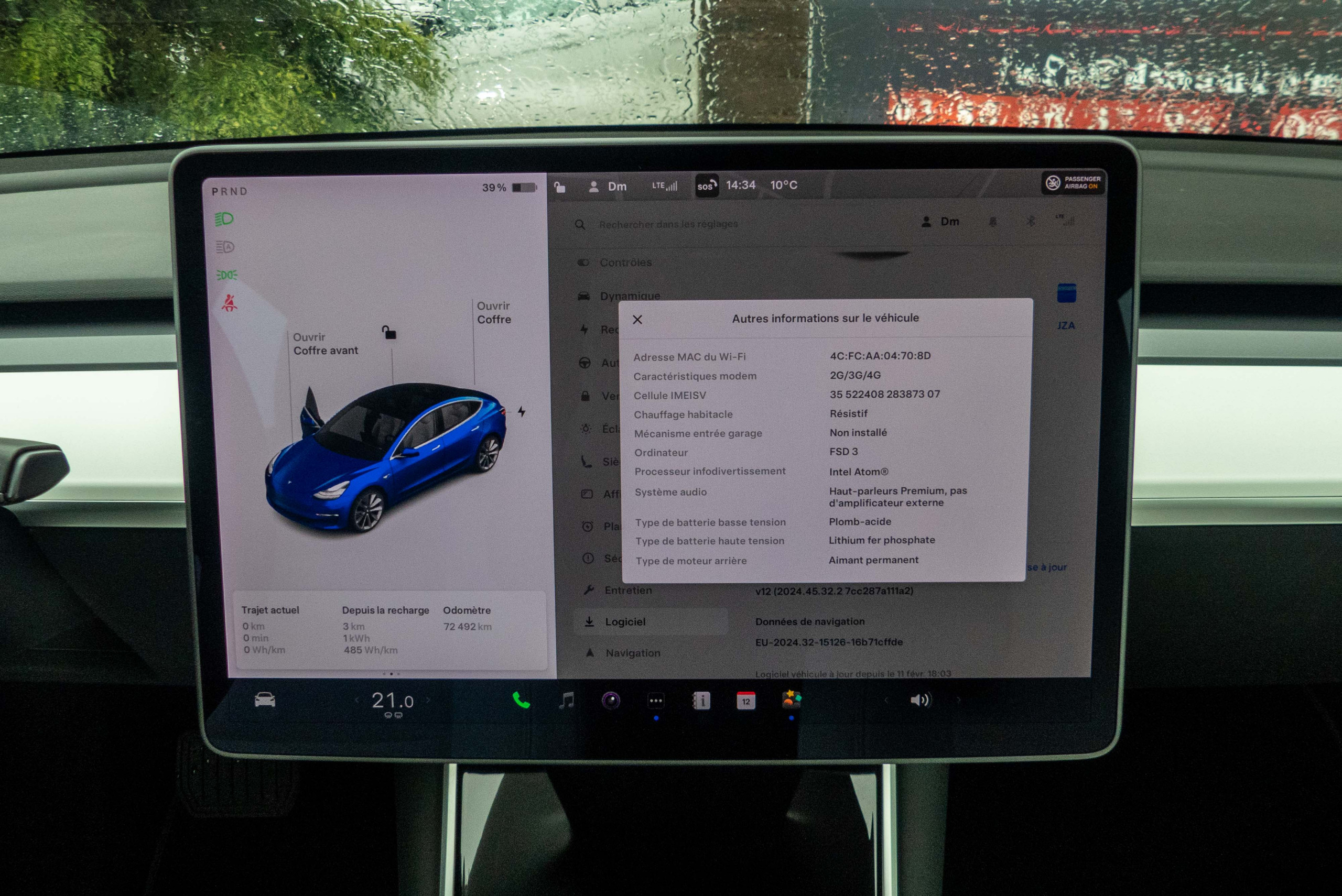 2020 Model 3 Standard RWD Plus Bleu